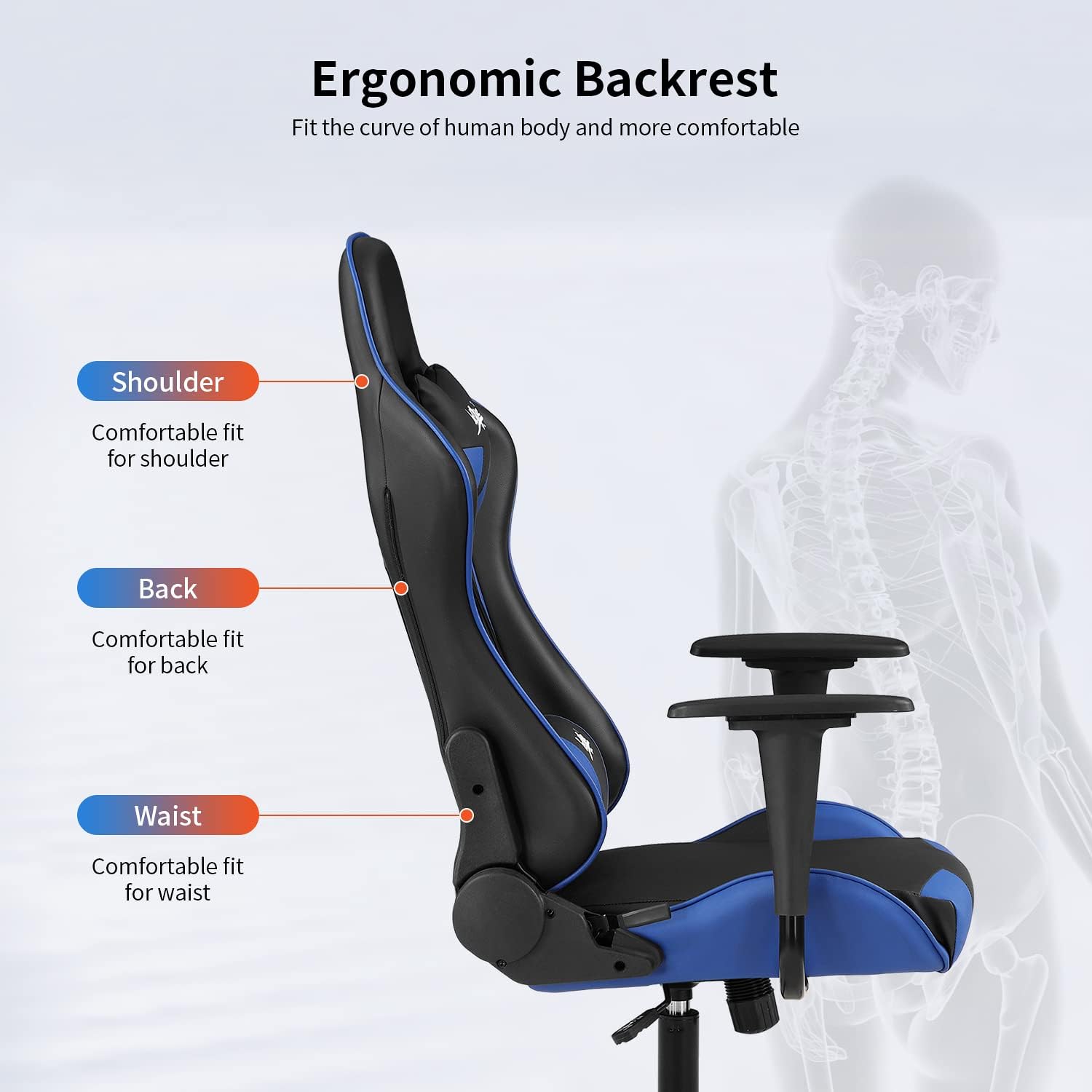 Silla de oficina para videojuegos, silla de escritorio con soporte lumbar, reposacabezas, reposabrazos, tareas, giratoria, ergonómica, para deportes