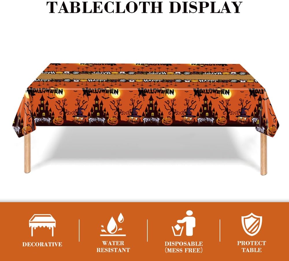 Juego de vajilla de 131 piezas para fiesta de Halloween, decoración de fiesta temática de Halloween, platos desechables de Halloween, servilletas,