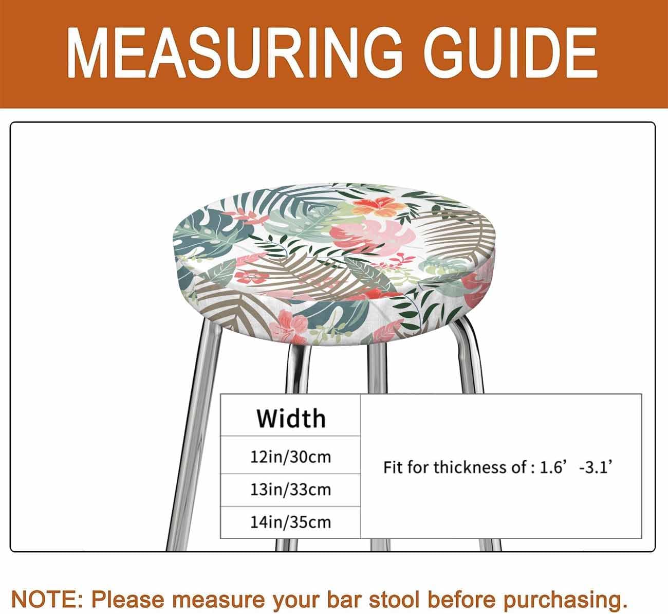 Swono Funda redonda para taburete de bar con hojas tropicales verdes modernas, cojín suave para asiento de bar, funda de cojín para silla de bar, 12