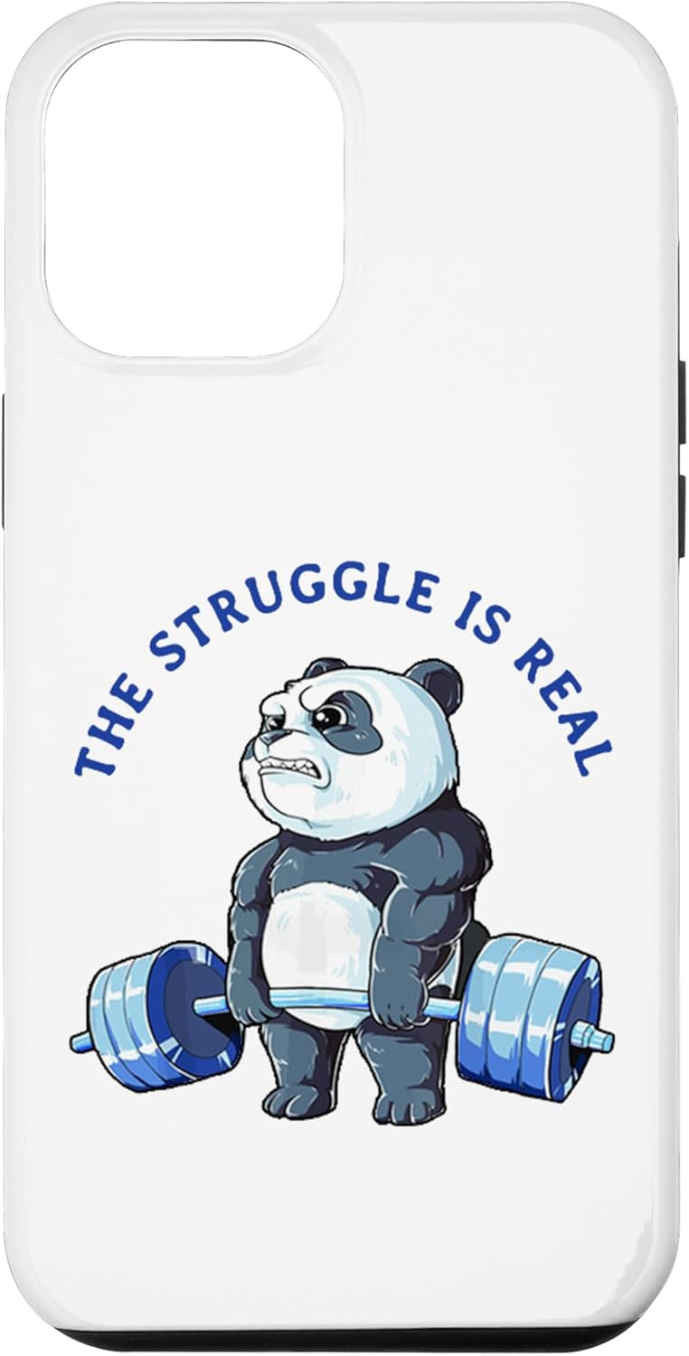 Funda divertida para iPhone 13 Pro Max con diseño de panda The Struggle is Real Bear Deadlift