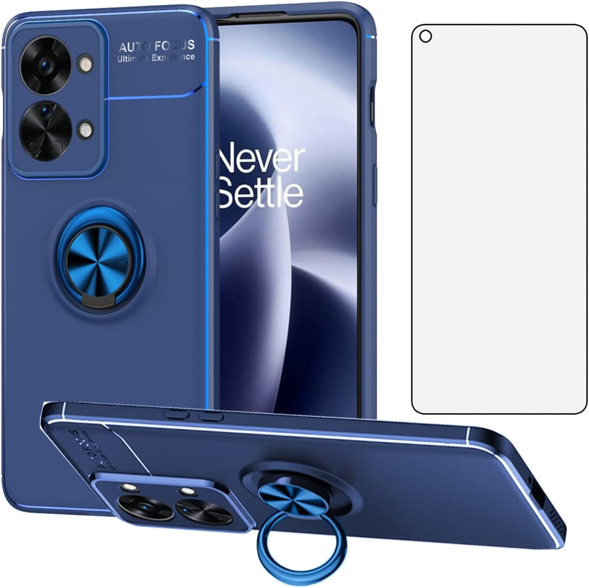 Asuwish Funda de teléfono para OnePlus Nord CE 2 Lite 5G con protector de pantalla de vidrio templado y accesorios para celda Soporte de anillo