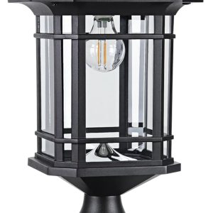 Kemeco Luz solar ST4338Q con base de montaje en pirata para exteriores, impermeable, de aluminio fundido negro, brillante, blanco cálido, lámpara Kemeco Luz solar ST4338Q con base de montaje en pirata para exteriores, impermeable, de aluminio fundido negro, brillante, blanco cálido, lámpara