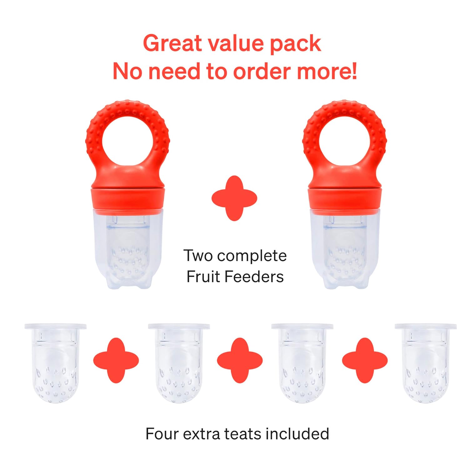 Alimentador de frutas para bebés, juguetes de dentición congelados para bebés, paquete de 2 alimentadores para chupetes de frutas con 4 tetinas