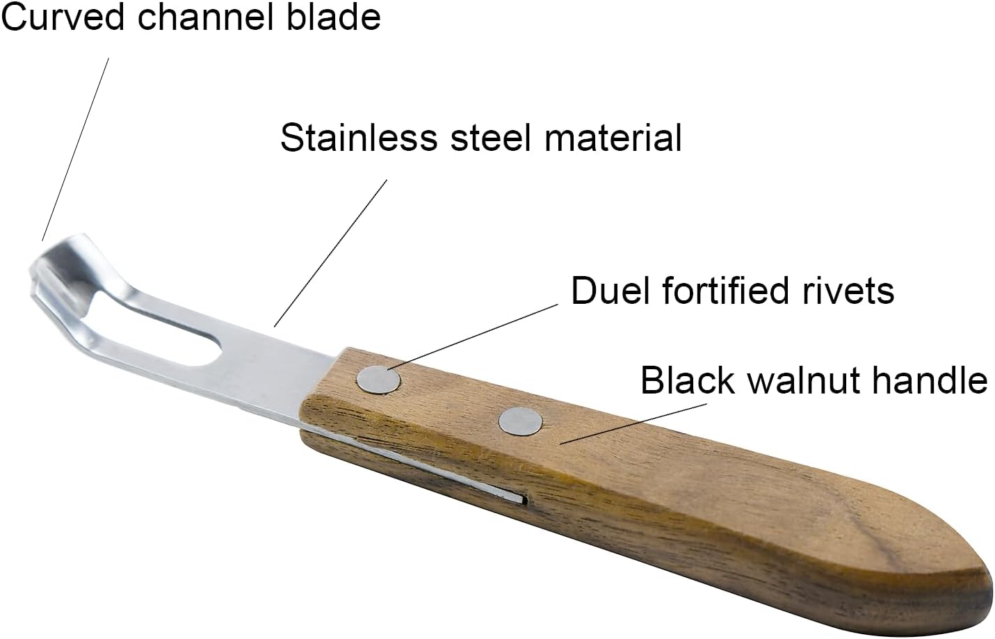 Cuchillo de canal, herramienta de pelador de limón, pelador de madera y acero inoxidable, herramienta de pelador de cáscara de limón ultra afilada,