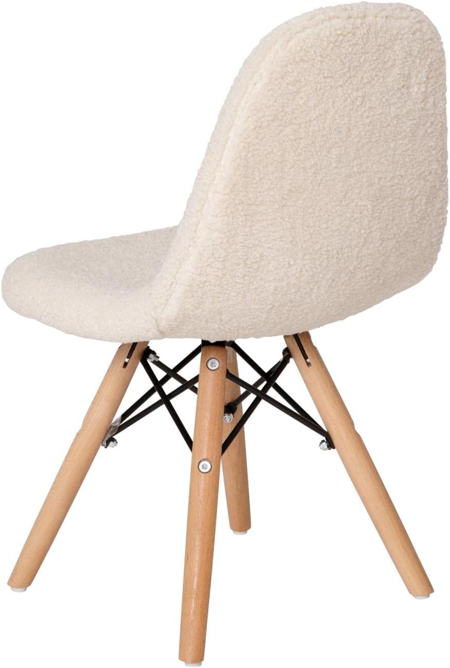 Flash Furniture Zula – Silla moderna acolchada de piel de oveja sintética para niños, tapizado acolchado de piel de oveja sintética color blanco