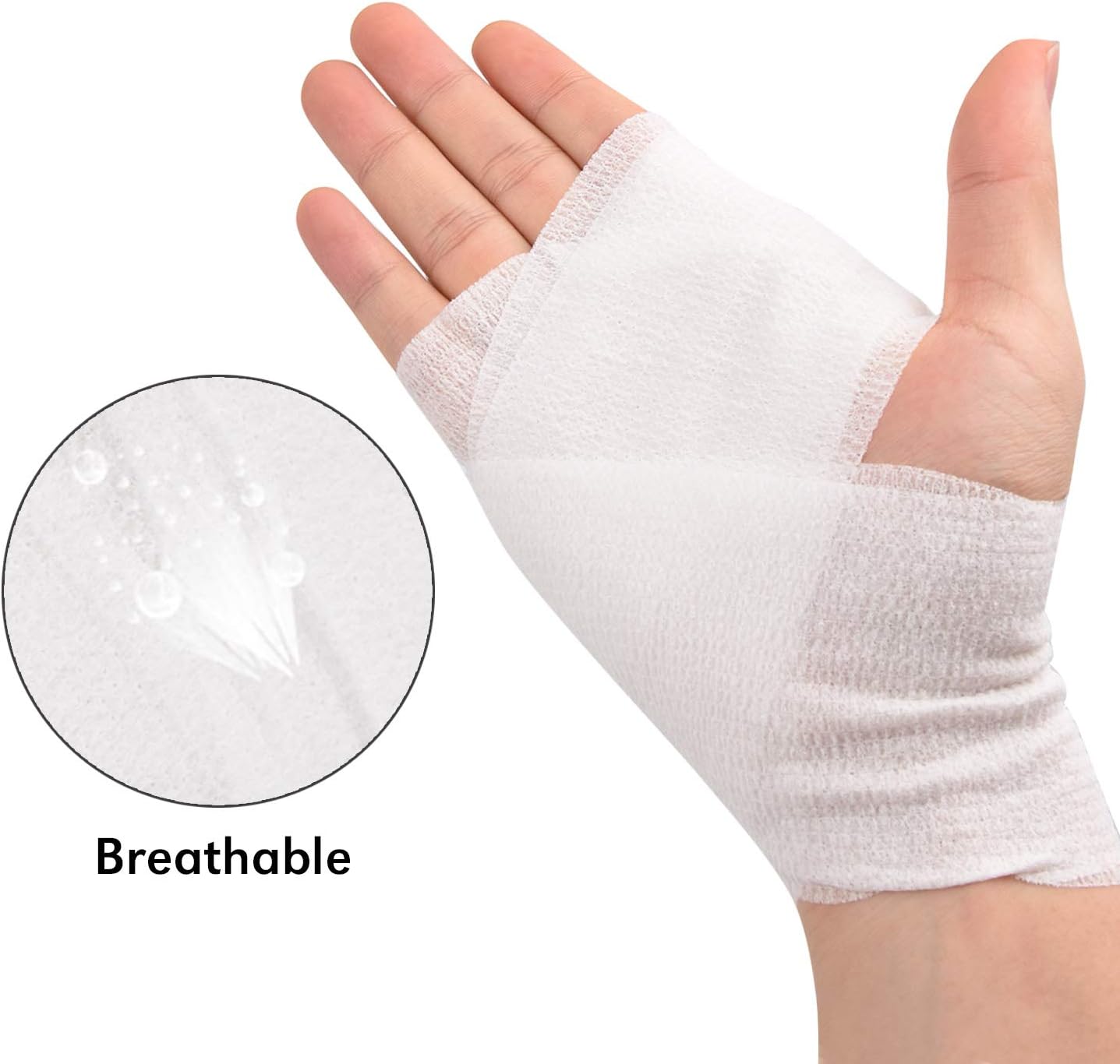 TOBWOLF 12 vendajes autoadherentes, 3 x 5 yardas, rollo de gasa elástico cohesivo, cinta deportiva transpirable, envoltura médica para muñeca,