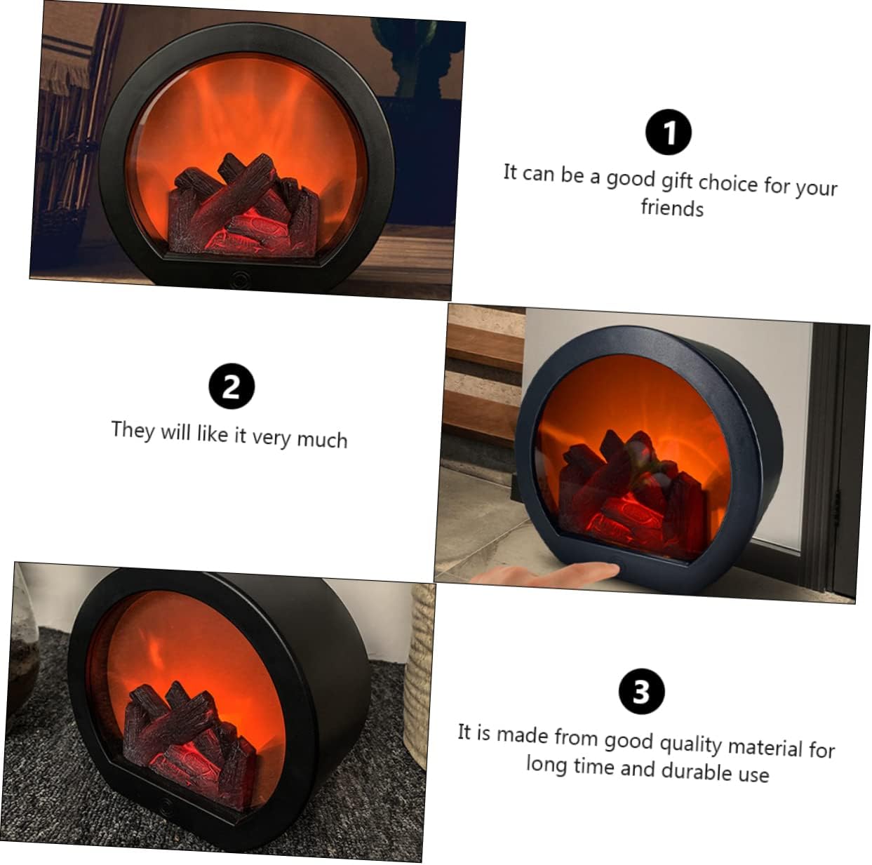 Angoily Lámpara de viento de chimenea simulada Luz de escritorio Lámpara de llama artificial Luz nocturna cálida Chimenea de imitación LED