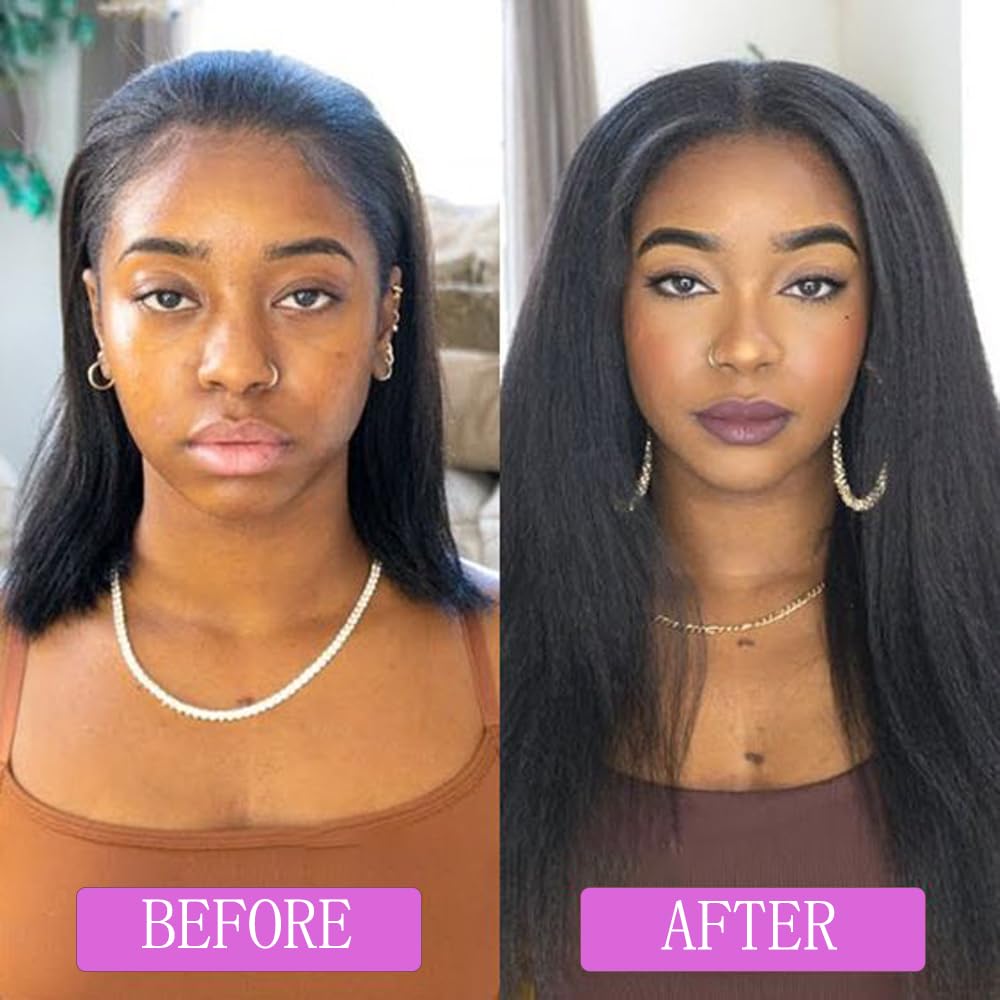 YAMI Extensiones de cabello humano rizado liso con clip, para mujeres negras, 10 unidades, extensiones de cabello humano virgen brasileño con clip,