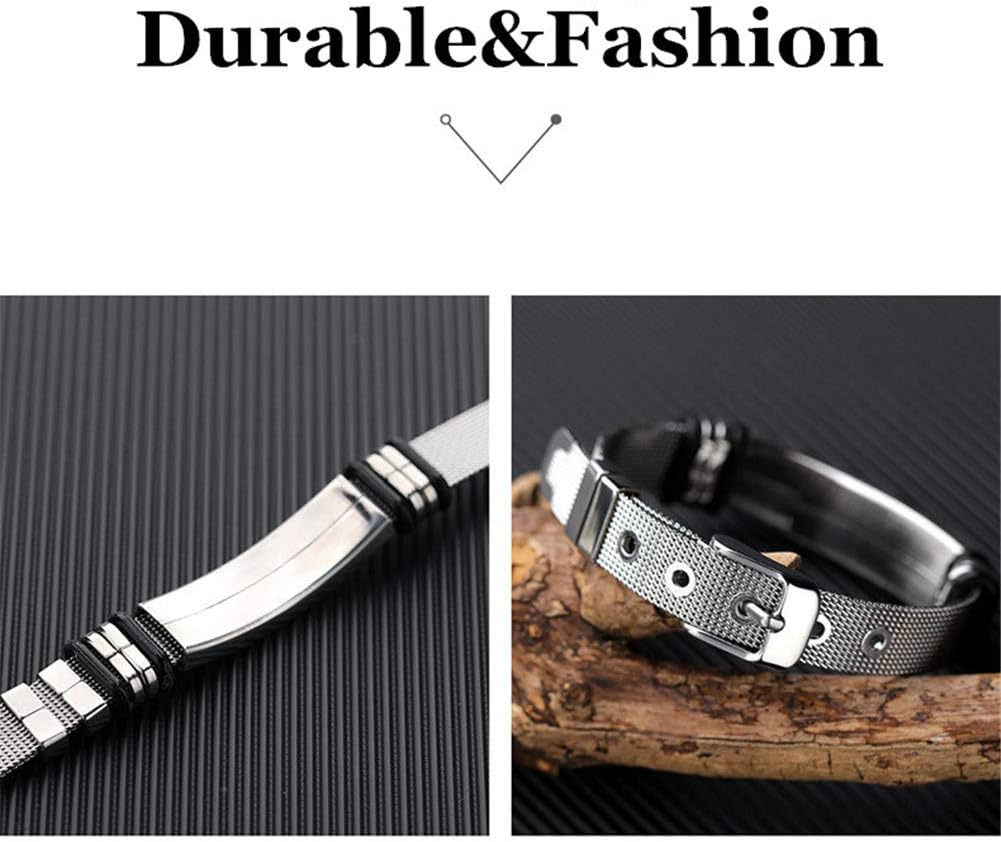 Pulsera de concientización de enfermedades de alerta médica de acero inoxidable con grabado personalizado gratuito para mujeres y hombres, pulsera