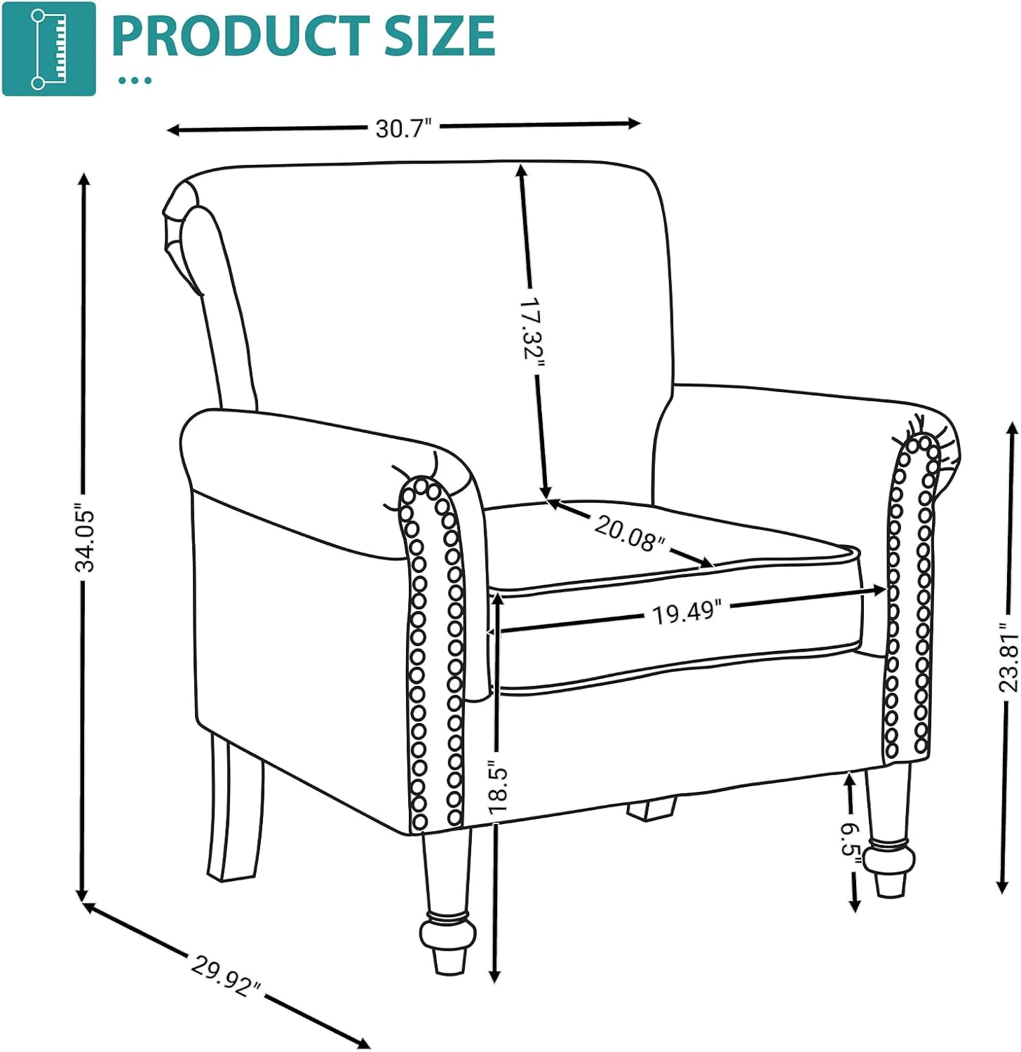 ARCLIS Silla de club, silla decorativa con botones para sala de estar, silla de lectura moderna de tela de lino de mediados de siglo, cómoda silla