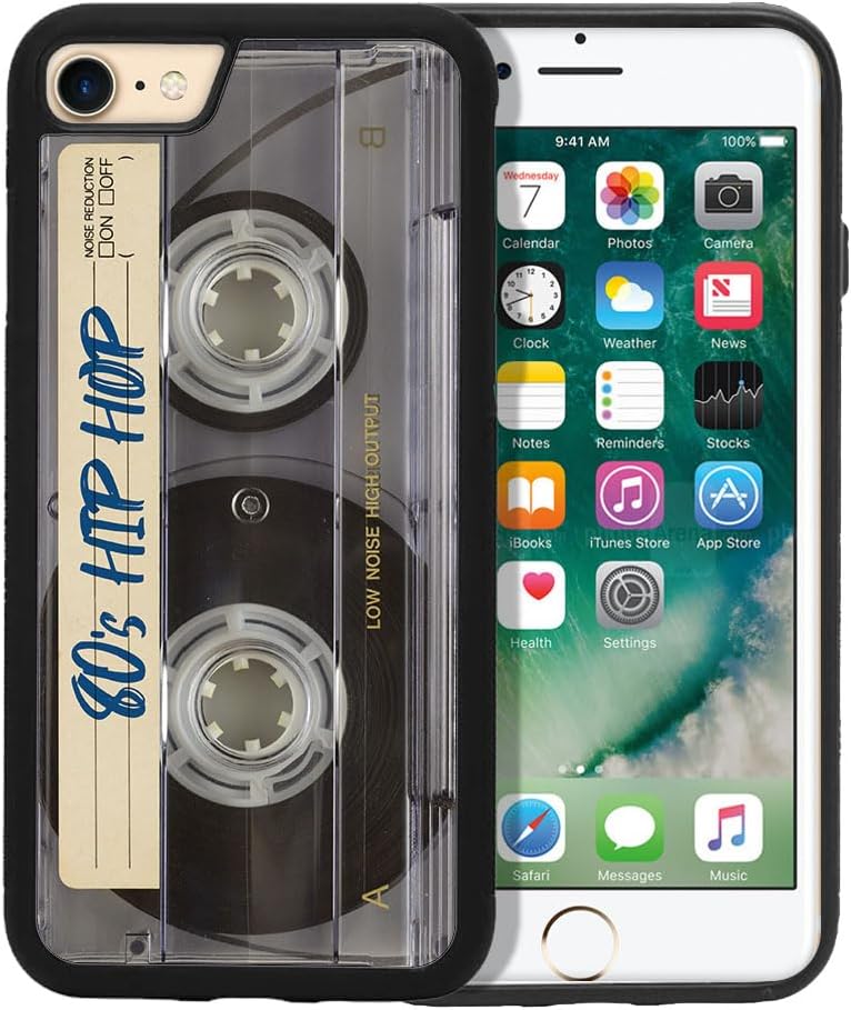 Funda protectora de goma suave antiarañazos, a prueba de golpes, compatible con Apple iPhone 78SE (2020)  SE 3 2022 de 4.7 pulgadas, cinta de casete