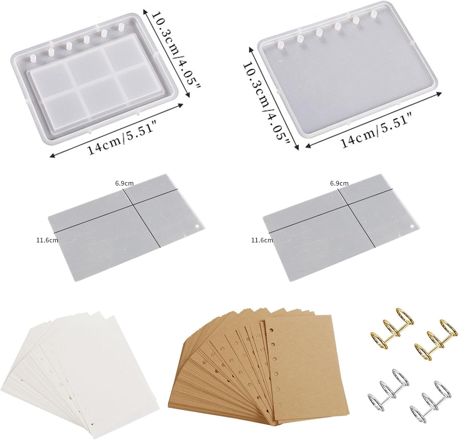 Kit de moldes de resina para cuadernos, moldes de resina epoxi de fundición de arena movediza para cuadernos, molde de silicona para cuaderno de