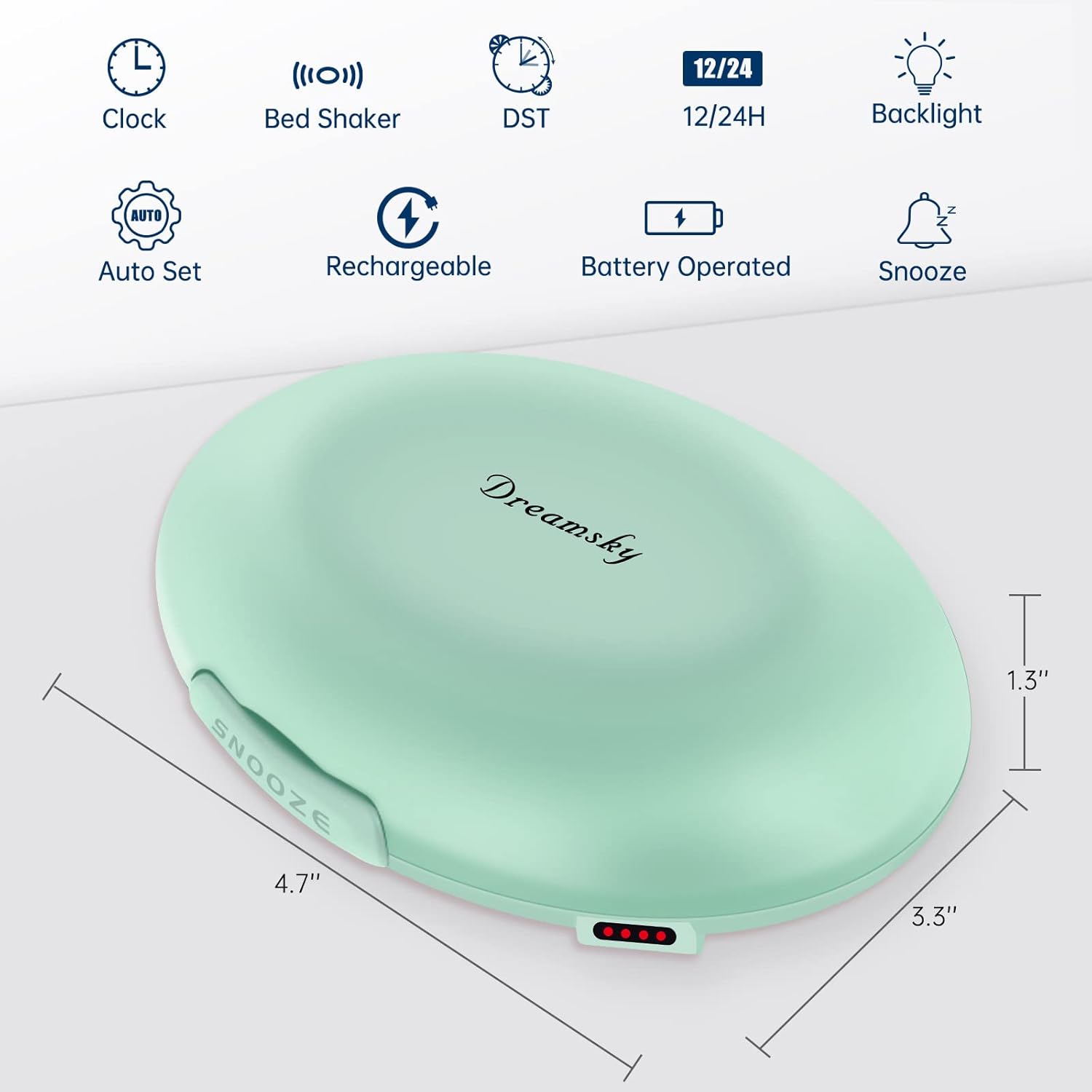 DreamSky Reloj despertador vibratorio para adultos que duermen pesadamente, agitador de cama recargable debajo de la almohada para personas con