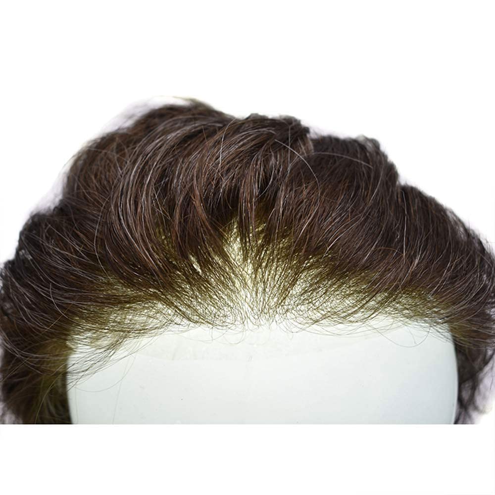 Mens Toupee Pieza de cabello humano para hombres ultra fina piel tupé para hombres V-Looped sistema de reemplazo de cabello para hombres Protesis