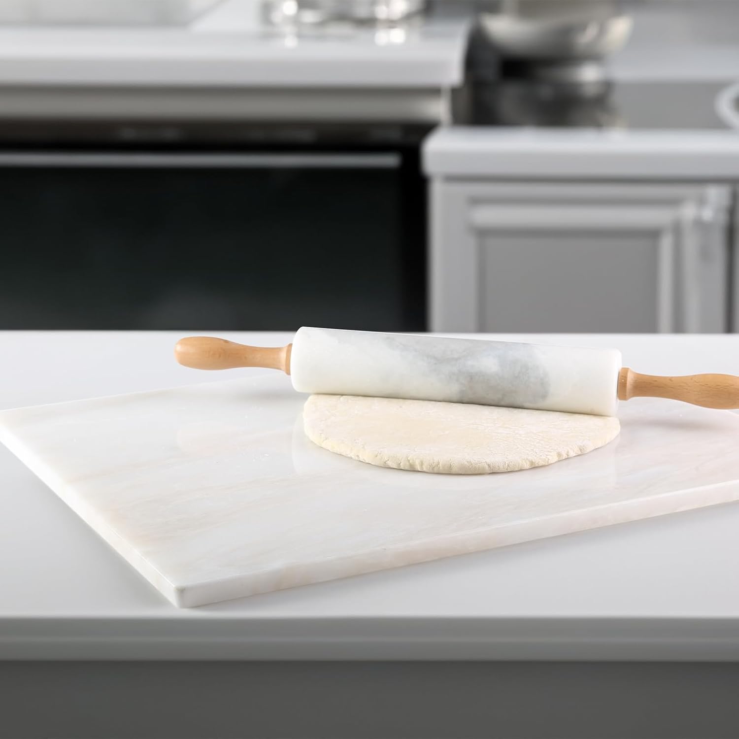 Tabla de cortar de mármol natural africano para cocina, 16 x 20 pulgadas, losa de mármol extra grande hecha a mano para queso, embutidos, tabla de