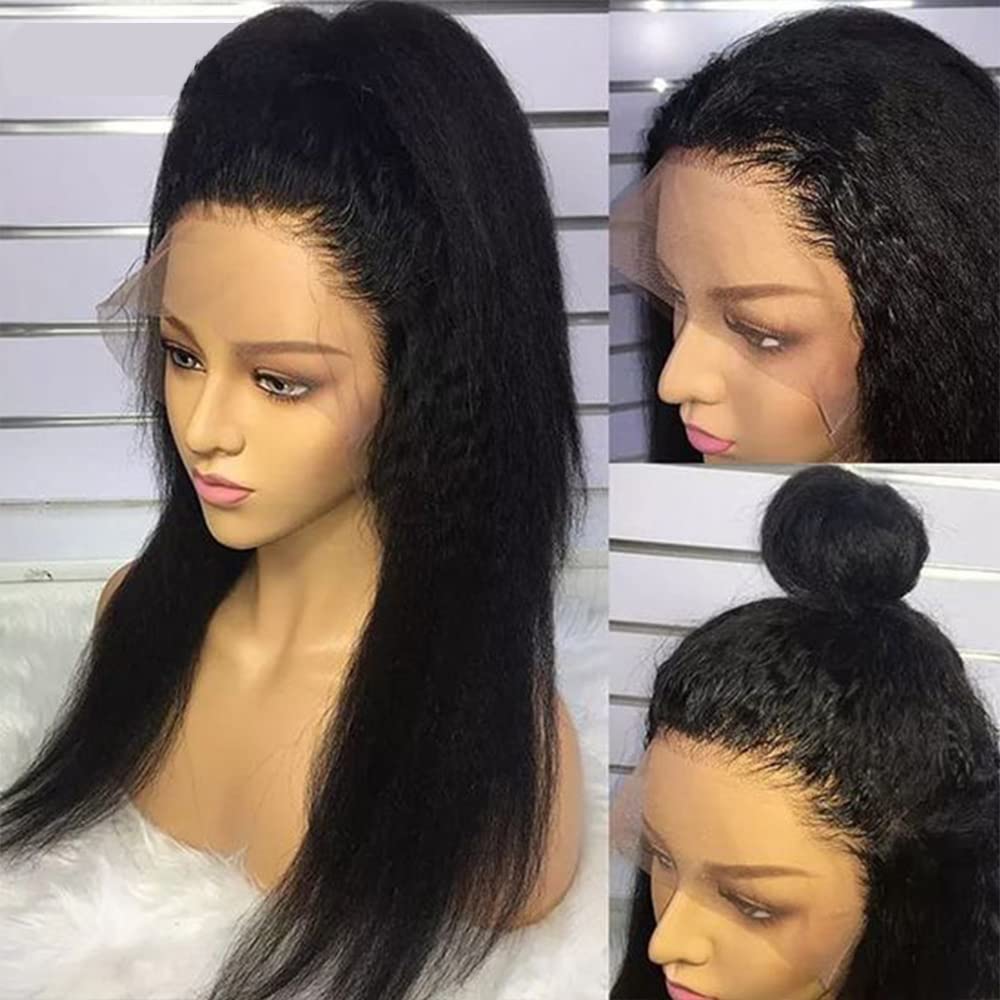 Maxine Pelucas de cabello humano virgen brasileño lacio de 26 pulgadas con encaje frontal, prearrancado de 13×4, peluca de cabello humano lacio tipo
