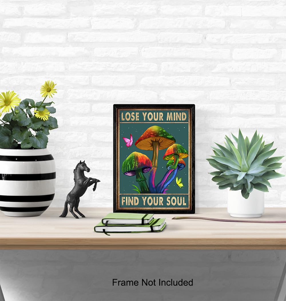 Psychedelic Art 11×14 – Trippy Wall Art – Psychedelic Room Decor – Bohemian Boho Wall Decor – Magic Mushrooms, Psilocybin – Hippie Room Decor – Dope