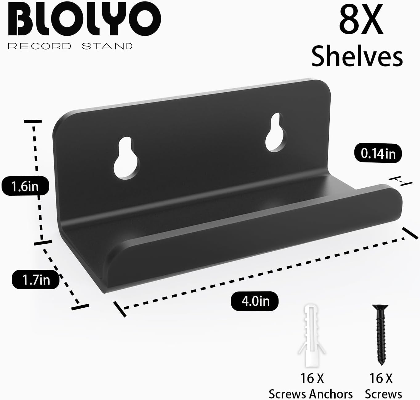 Estante de vinilo transparente para montaje en pared, paquete de 8 unidades, soporte para discos de acrílico, soporte para discos de vinilo y