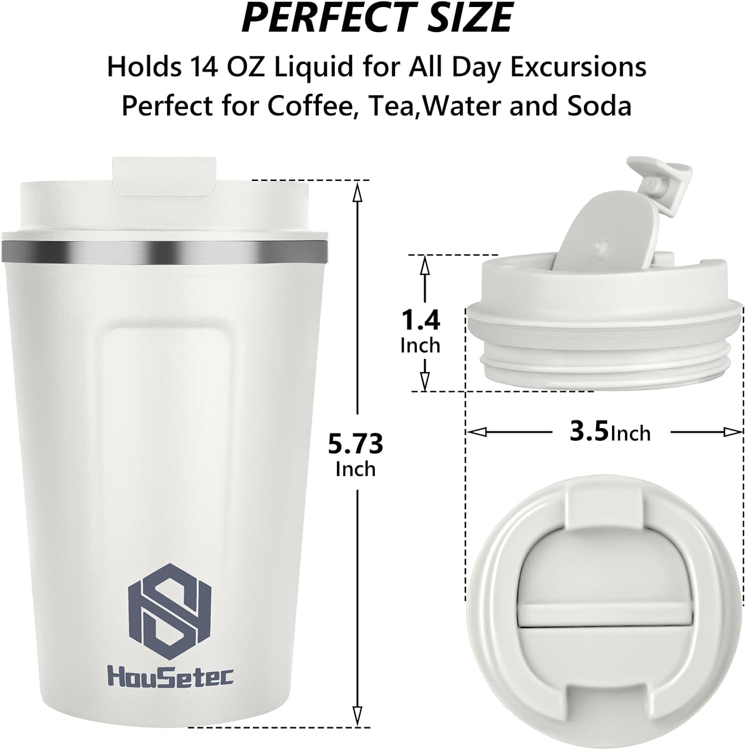 Elayce Taza de café, vasos de café con popotes y cepillos para pajillas, taza de café de viaje con tapas a prueba de fugas para mantener el agua