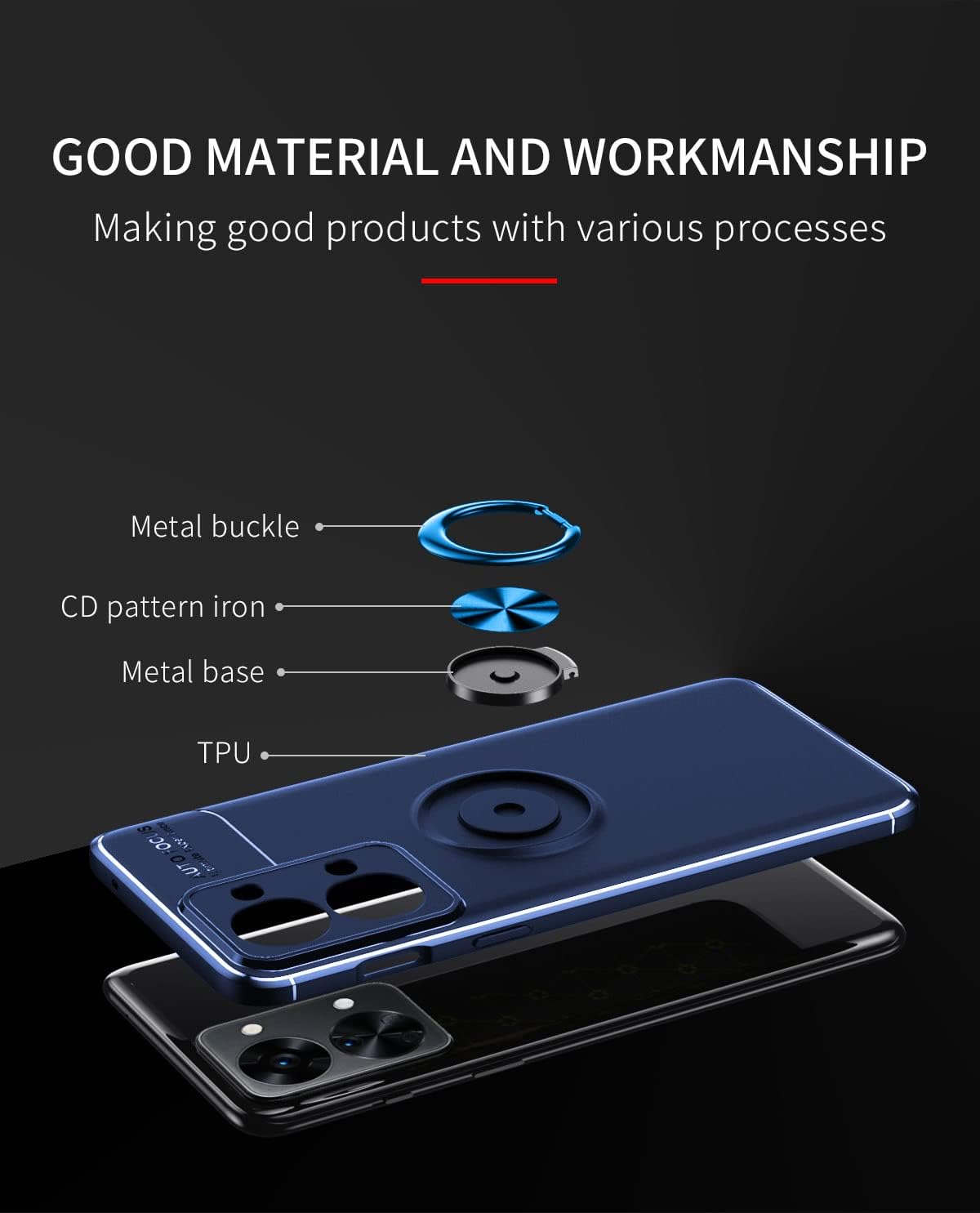 Asuwish Funda de teléfono para OnePlus Nord CE 2 Lite 5G con protector de pantalla de vidrio templado y accesorios para celda Soporte de anillo