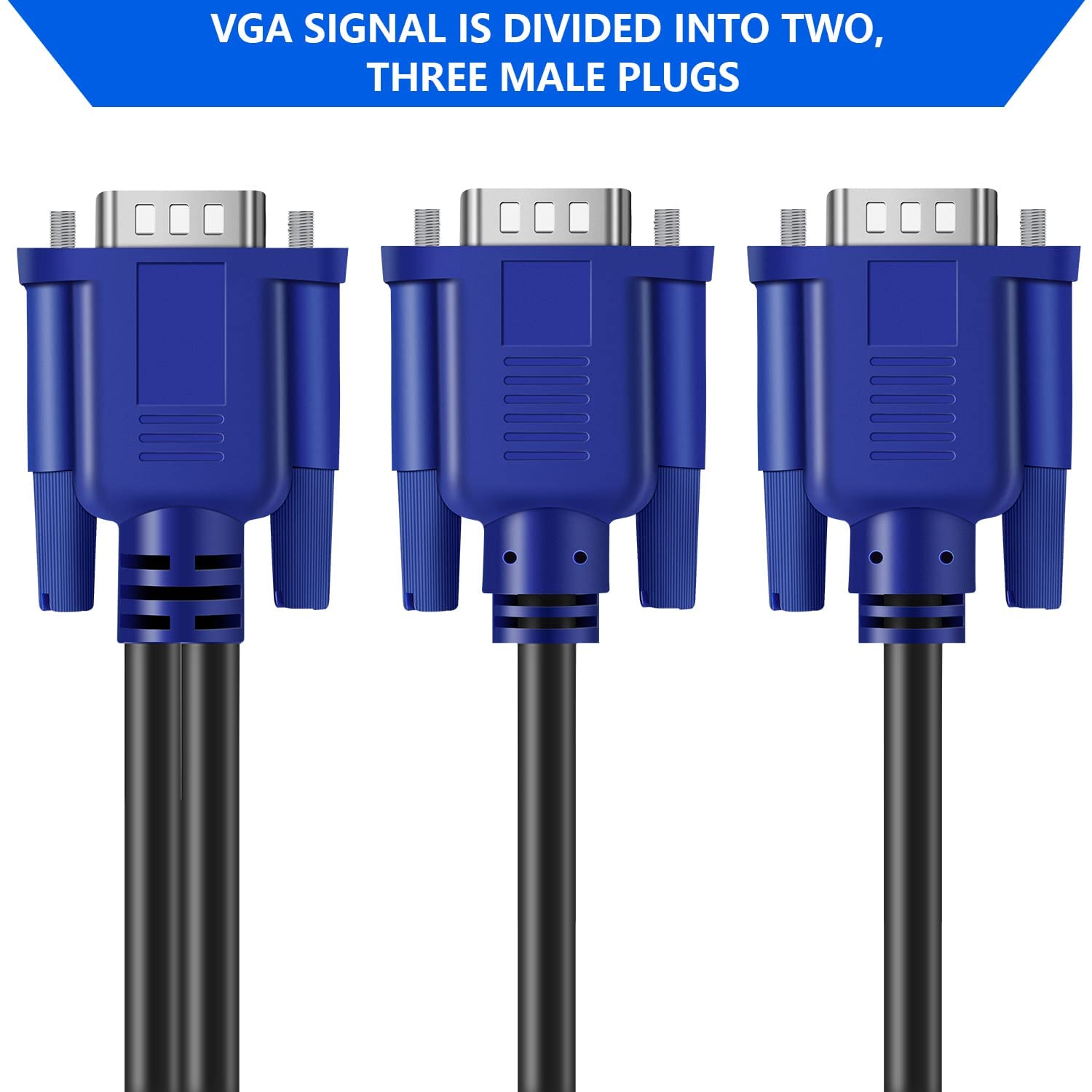 PASOW Cable divisor VGA de doble monitor Y adaptador de video 1 macho a 2 macho, compatible con duplicación de pantalla 1080P Full HD para