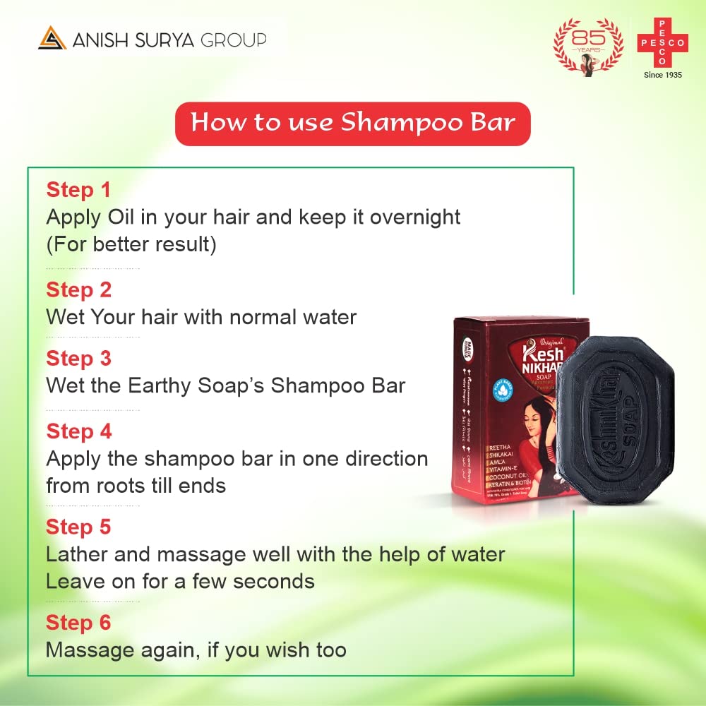 Kesh Nikhar – Jabón de fórmula avanzada, barra de champú sólido, jabón natural para el cuidado y limpieza del cabello, Amla, Reetha, Shikakai para