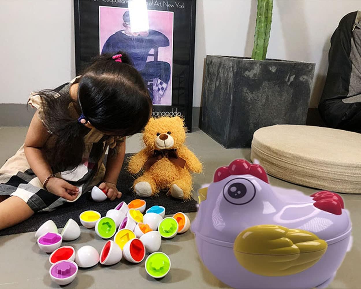 Huevos de Pascua a juego, 12 piezas de juego educativo preescolar, habilidades de reconocimiento de color y forma, juguete de aprendizaje regalo