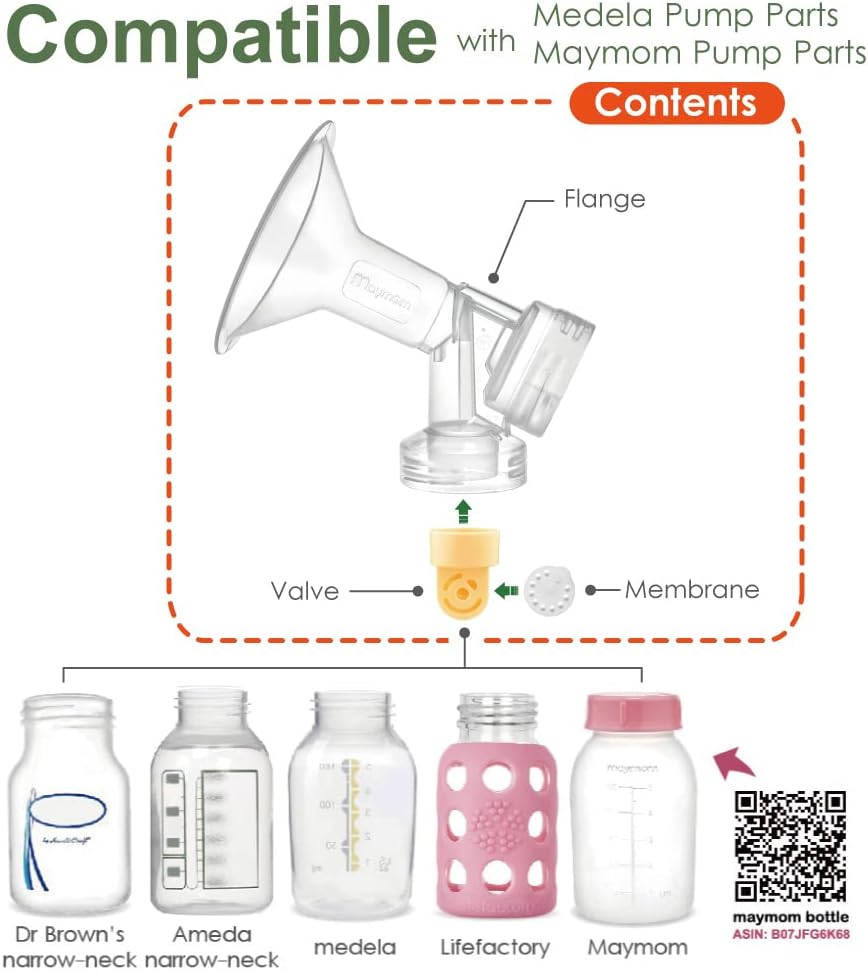 Maymom MyFit – Juego de bridas de dos piezas para el pecho (0.827 in pequeño), conector de membrana de válvula compatible con extractores de leche