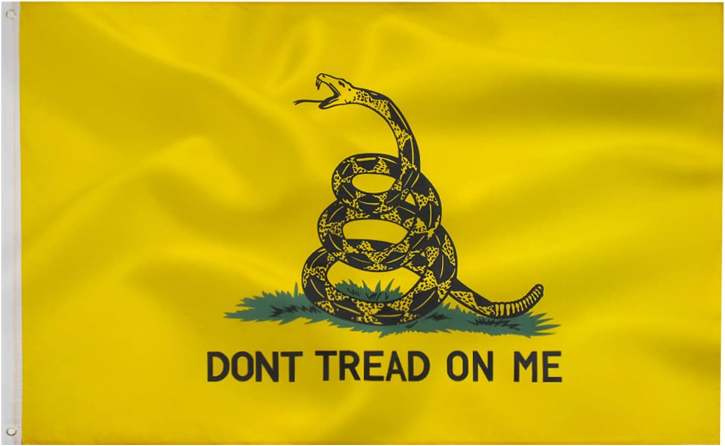 Bandera Dont Tread on Me de 3 x 5 pies, bandera Gadsden para interiores y exteriores, poliéster de calidad con bordes de doble costura de colores