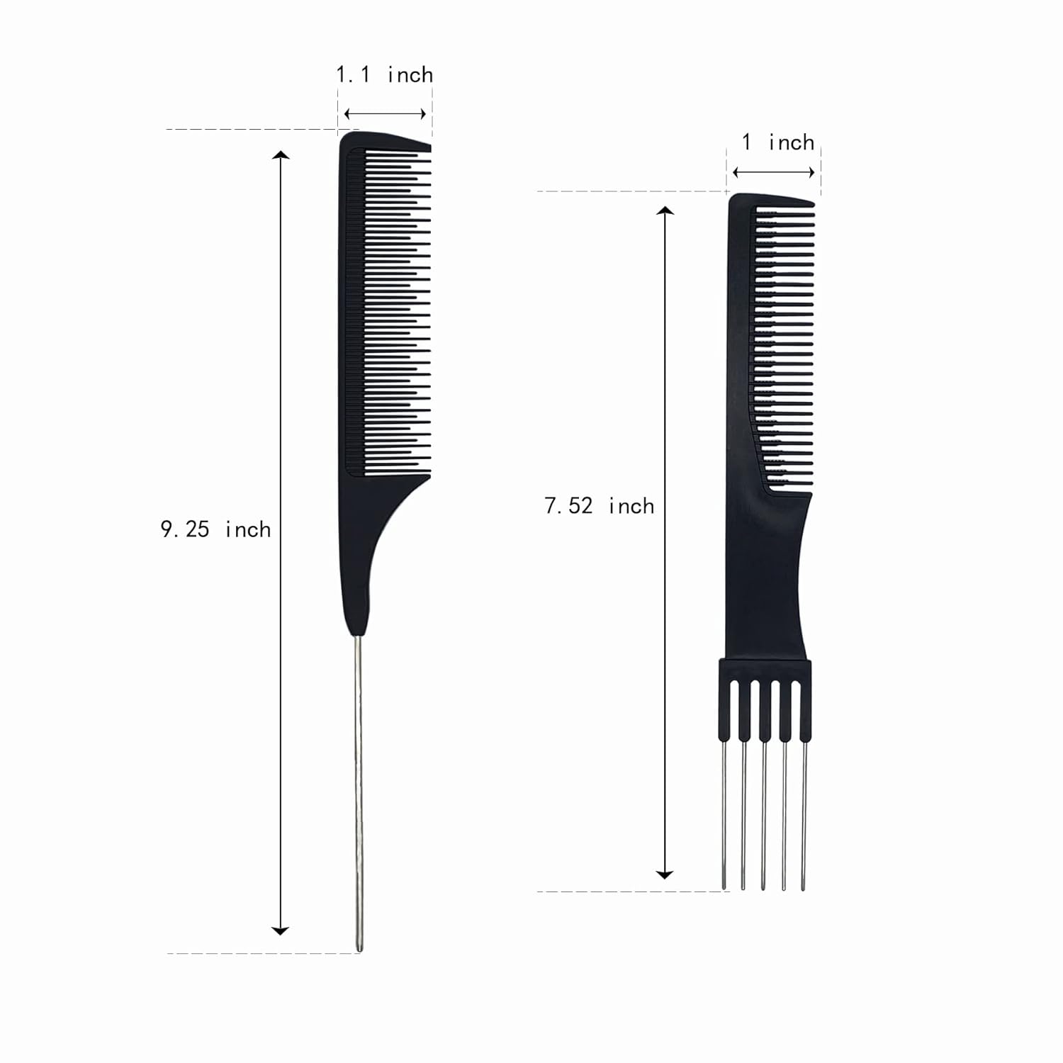 6 peines para el cabello, incluyendo 3 peines de cola de rata, 3 peines de elevación con punta de metal, peines de espalda para mujer, peinado de
