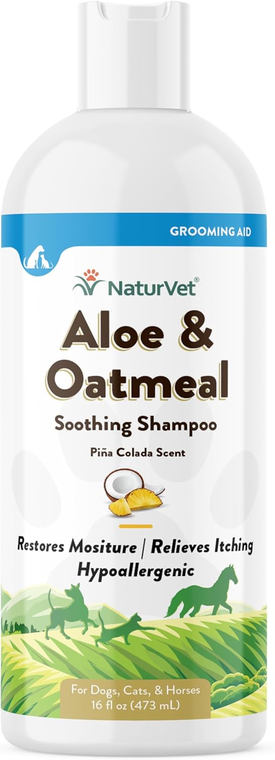 NaturVet Champú calmante de aloe y avena para perros y gatos 16 oz