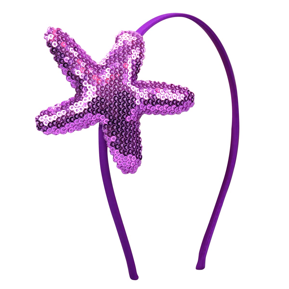 Totelux Diadema de lentejuelas con estrellas de mar, bandas para el cabello con purpurina de estrella de mar, accesorios para el cabello de conchas