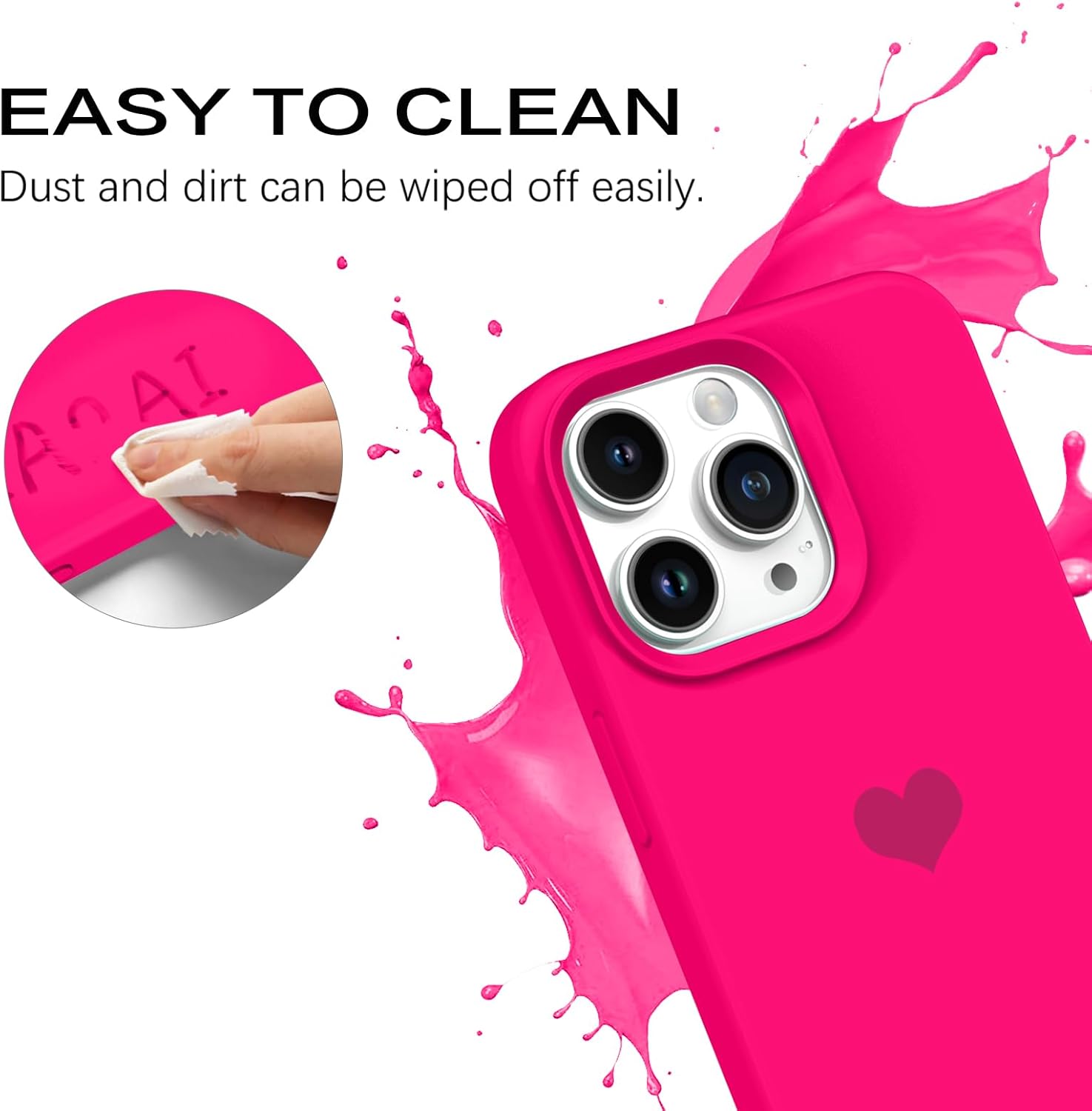 BENTOBEN Funda compatible con iPhone 15 Pro, ajuste delgado, bonito diseño de corazón, silicona suave, goma de gel, a prueba de golpes, forro de