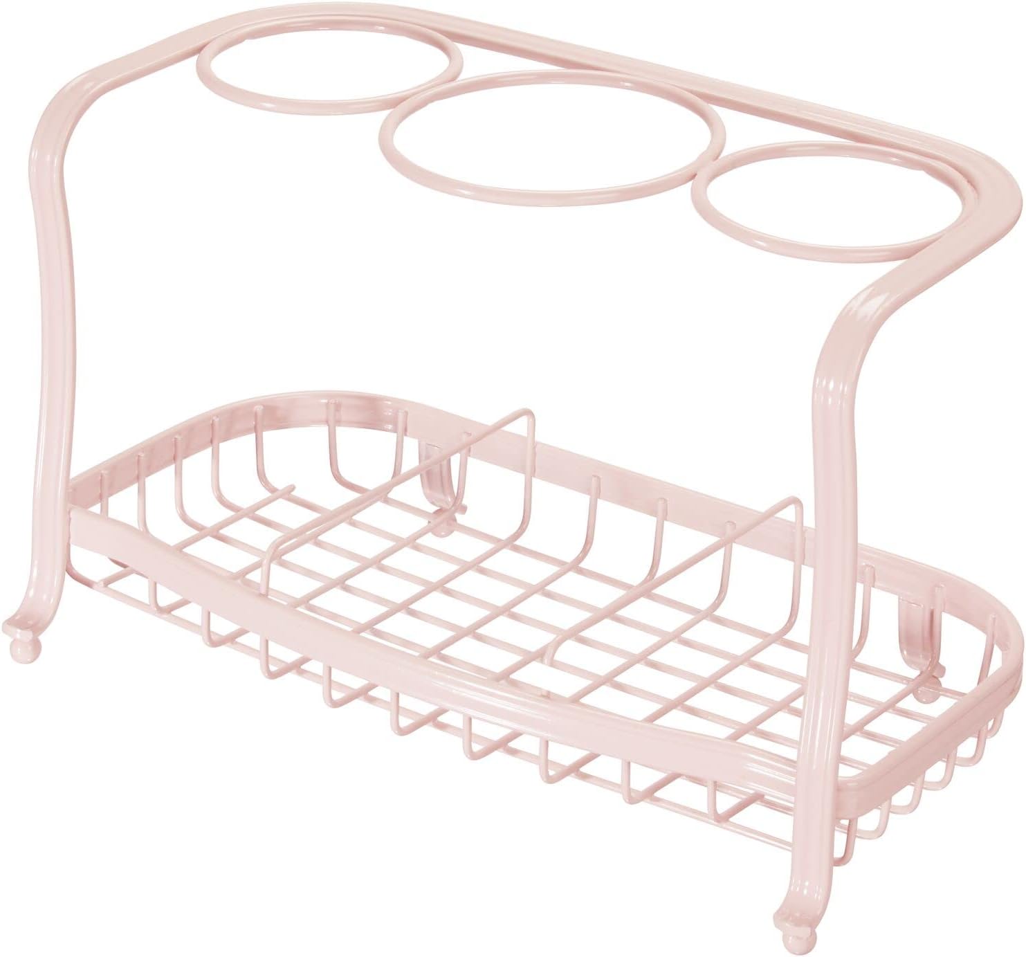 mDesign – Organizador de metal para el baño, para herramientas de cuidado del cabello y peinado, secadora, plancha alisadora, rizador, alisador del