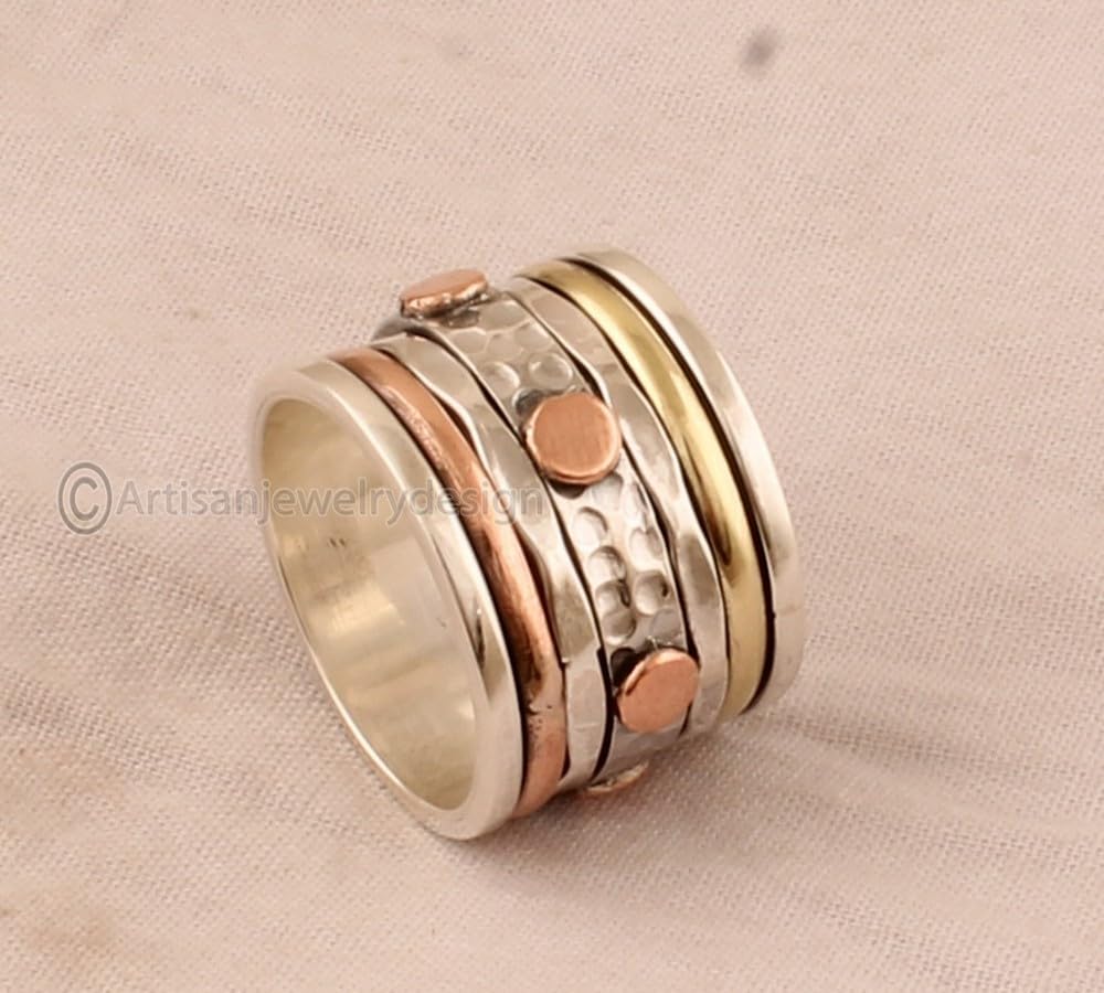 Spinner Silver Ring, Statement Silver Ring, Minimalist Silver Ring, 925 Silver Ring, Fidget Spinner Ring, Yoga Spinner Ring, Wide Band Rings,