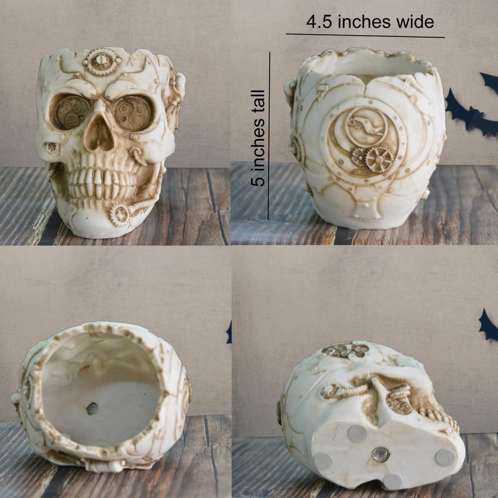 Maceta de calavera, maceta de Halloween, maceta de calavera, jarrón de Halloween, macetas góticas, decoración de calavera, macetas con drenaje,
