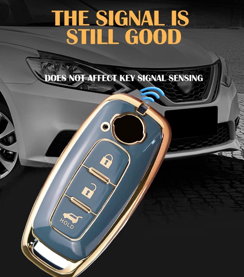 ontto Llavero de TPU de 3 botones compatible con Nissan 2023 Smart Remote Key Protector de protección completa Key Skin Anti-arañazos Chaqueta de