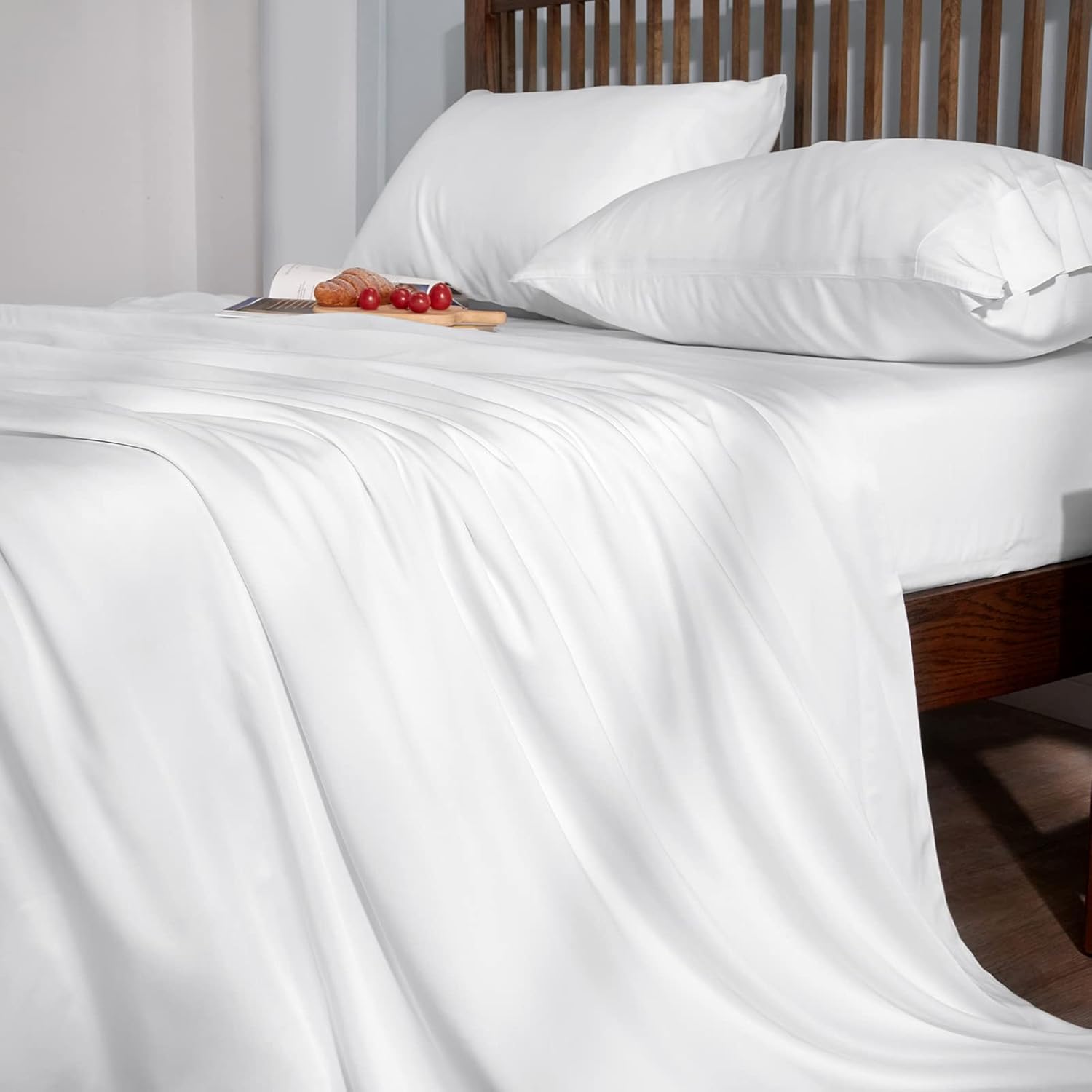 CozyLux Sábanas de bambú tamaño individual, viscosa de bambú orgánico, certificado Oeko-TEX, lujosamente suaves y refrescantes, juego de sábanas