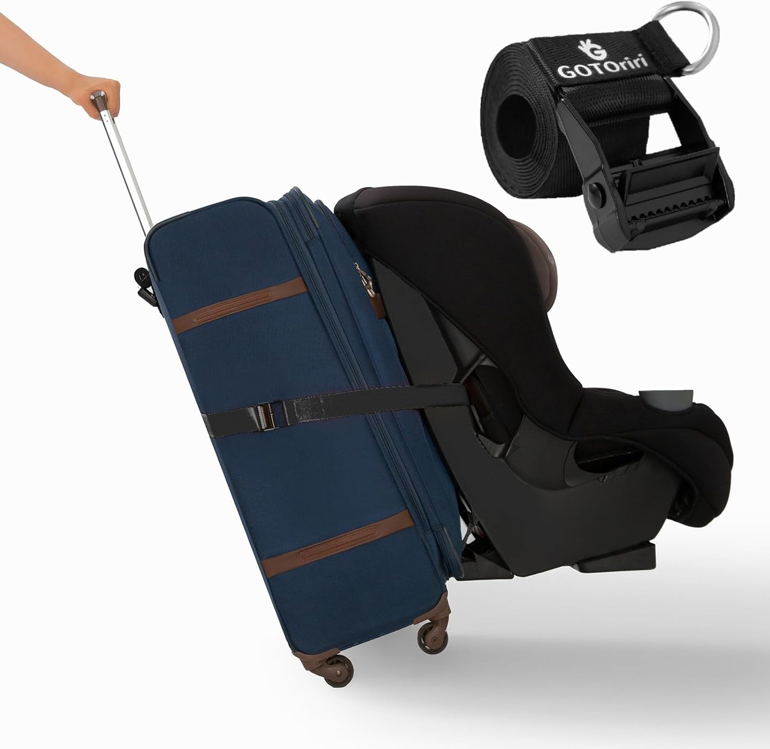 Cinturón de viaje para asiento de automóvil para viajes aéreos, bolsa de viaje para asiento de automóvil, duradera y fuerte, con hebilla de metal,