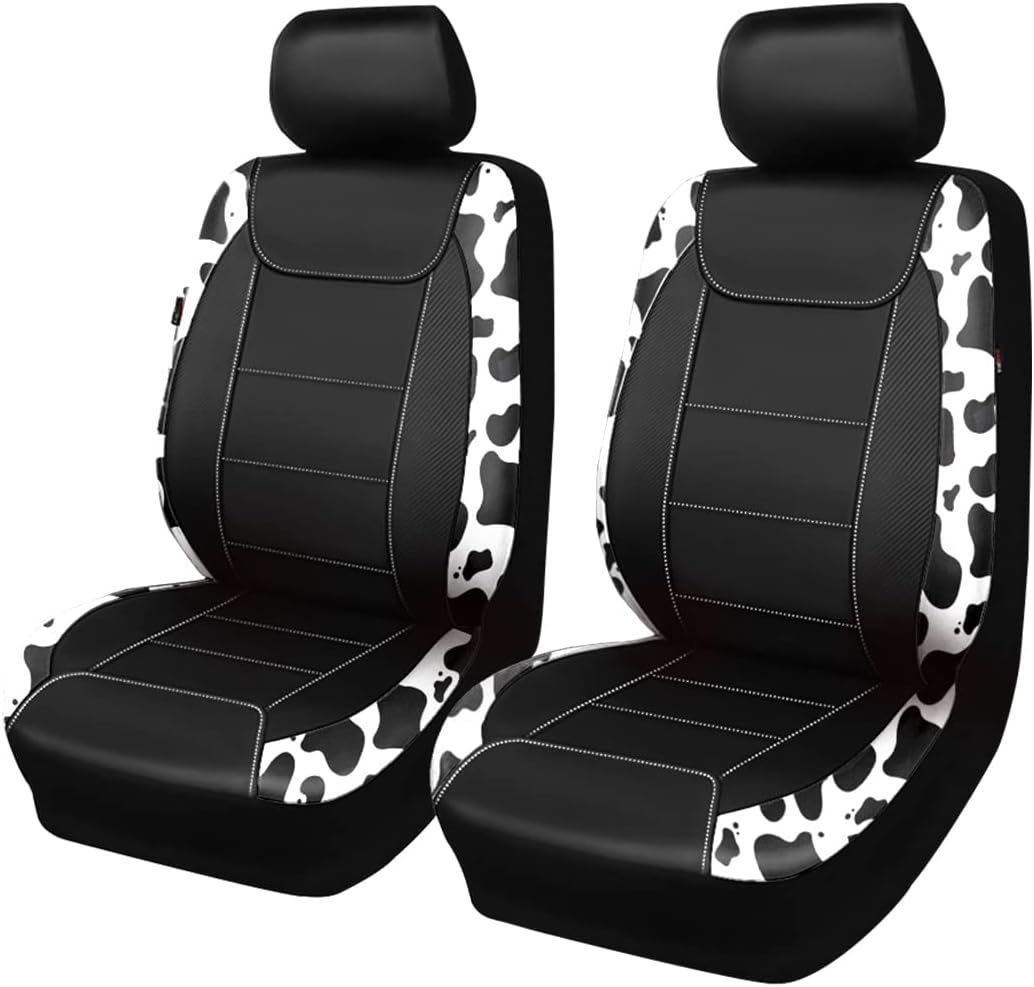 Flying Banner Fundas de asiento de coche protege frente de fibra de carbono de cuero sintético a prueba de agua negro vaca