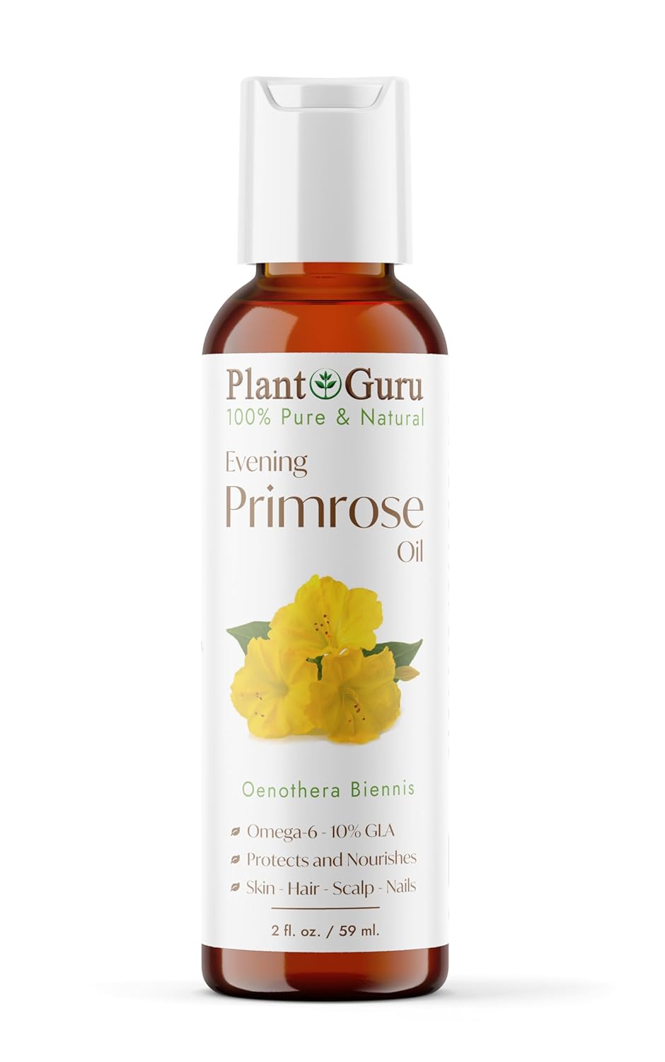 Aceite de onagra de 2 onzas prensado en frío 100% puro y natural portador – Hidratante para el crecimiento de la piel, la cara, el cuerpo y el