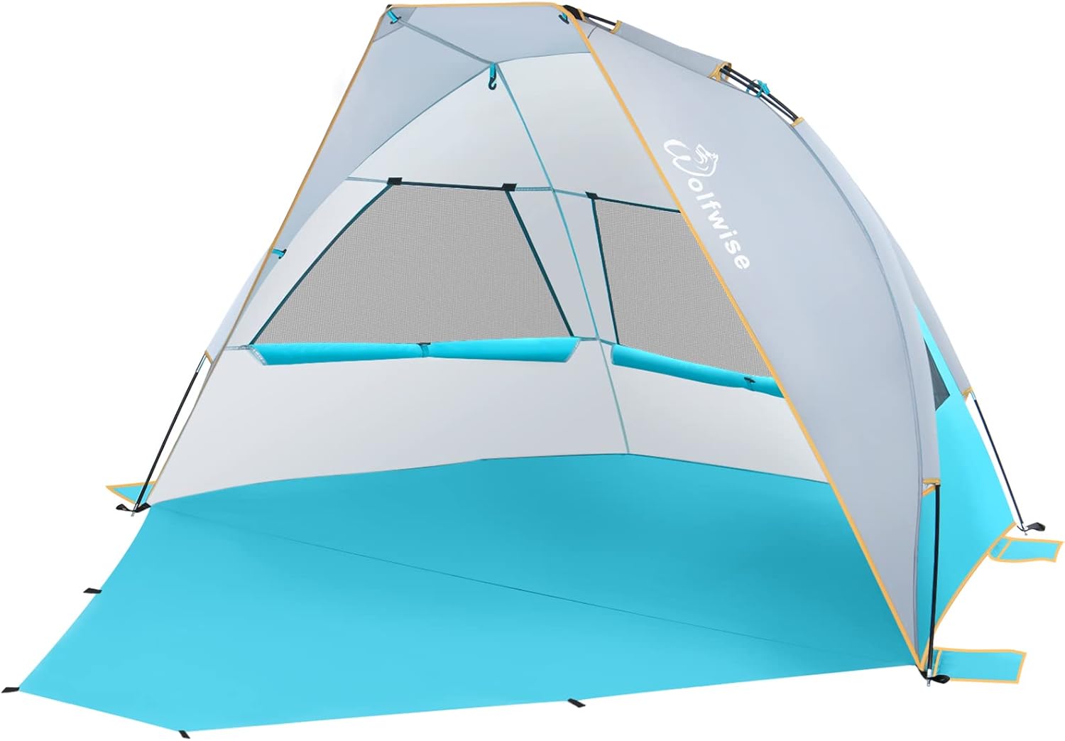 WolfWise Tienda de campaña de playa portátil para 4-5 personas UPF 50+, sombrilla con suelo extensible, color azul, XL