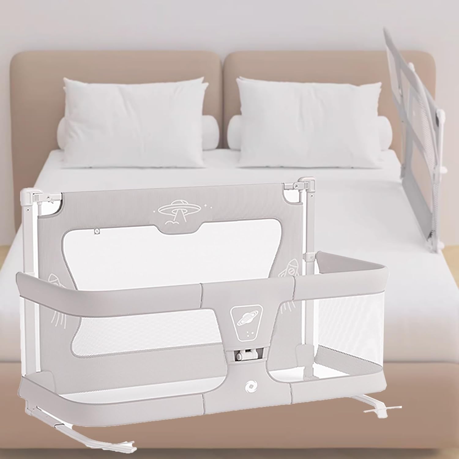 Cuna de noche 3 en 1, cuna de bebé, cuna junto a mí, cama de bebé Cosleeper, cuna de cama para bebé en la cama, cama de bebé unida a la cama de los