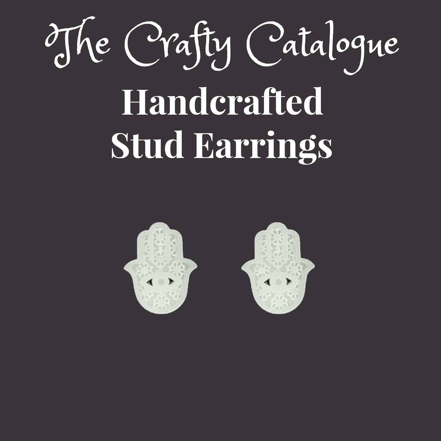 Simple Hamsa Stud Earrings MenWomenChild Plant Based Polymer Resin Vegan Jewelry (Black, Black)