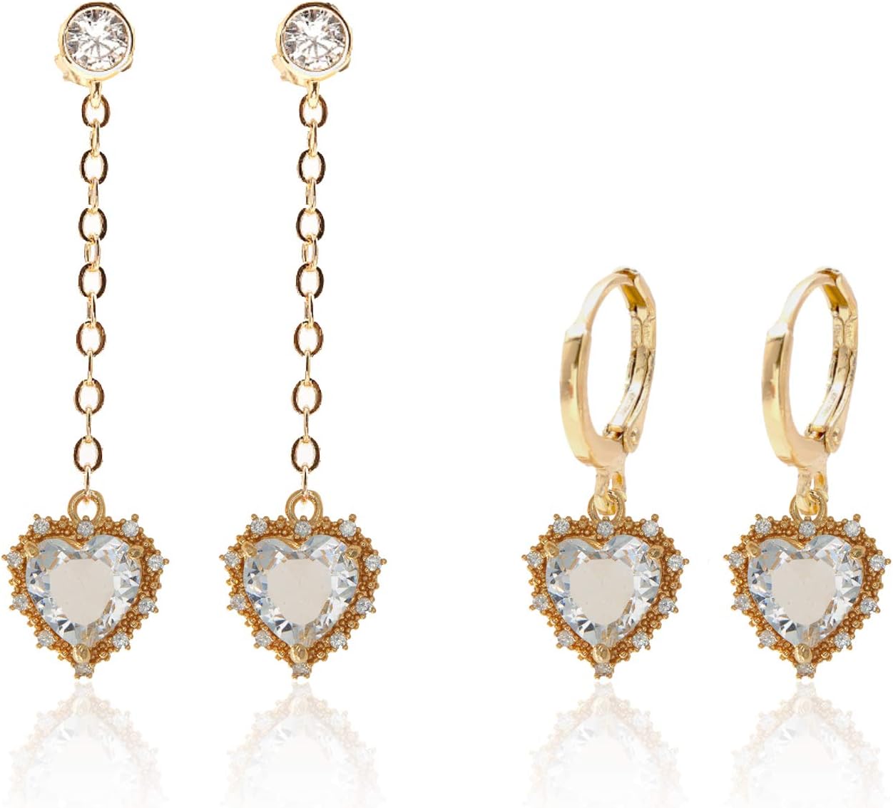 ZeaLian Abalorios de corazón de cristal de aleación chapada en oro para hacer joyas, pulseras, collares, aretes, colgantes, suministros de