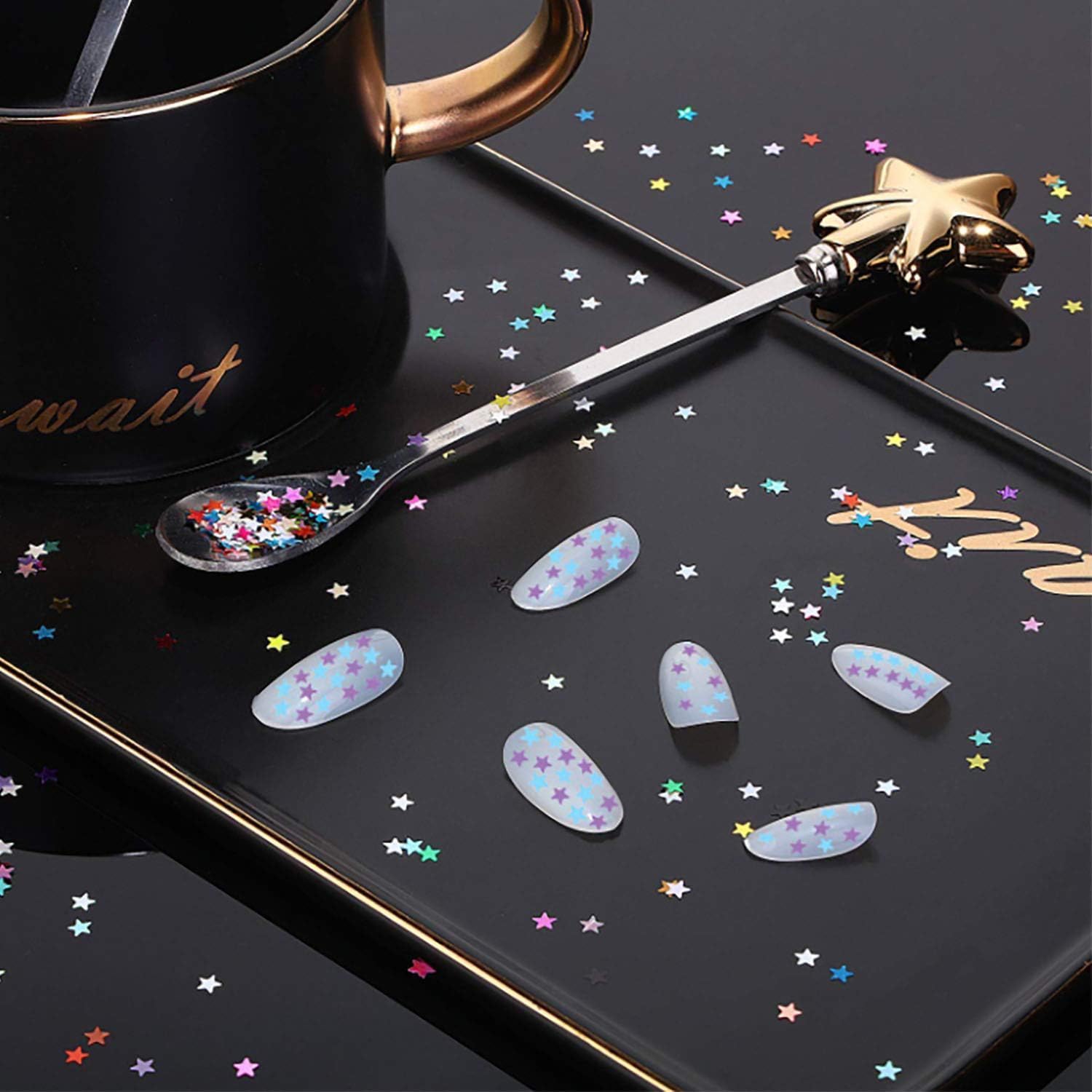 Art Craft – Brillantina, confeti de lentejuelas de estrella de 0.118 pulgadas para arte de uñas, suministros de limo, manualidades de resina,