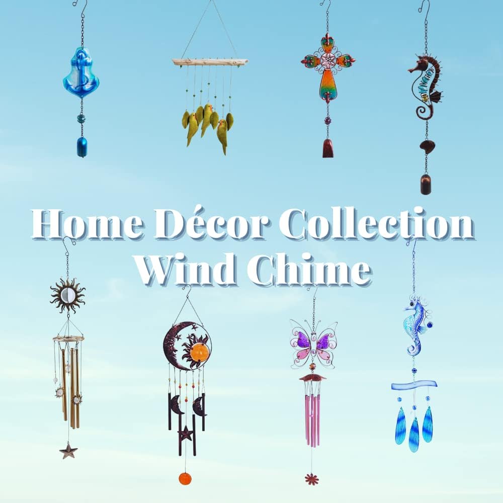 Comfy Hour Spring is Here Collection – Campanilla de viento decorativa de 38 pulgadas, diseño de luna y sol, decoración de campana de viento colgante