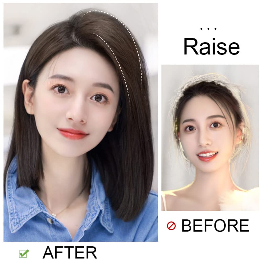 Peluca para la frente sin costuras, 2 piezas, extensión de flequillo con clip, recta, esponjosa, para mujeres con cabello fino (9.8 in, marrón