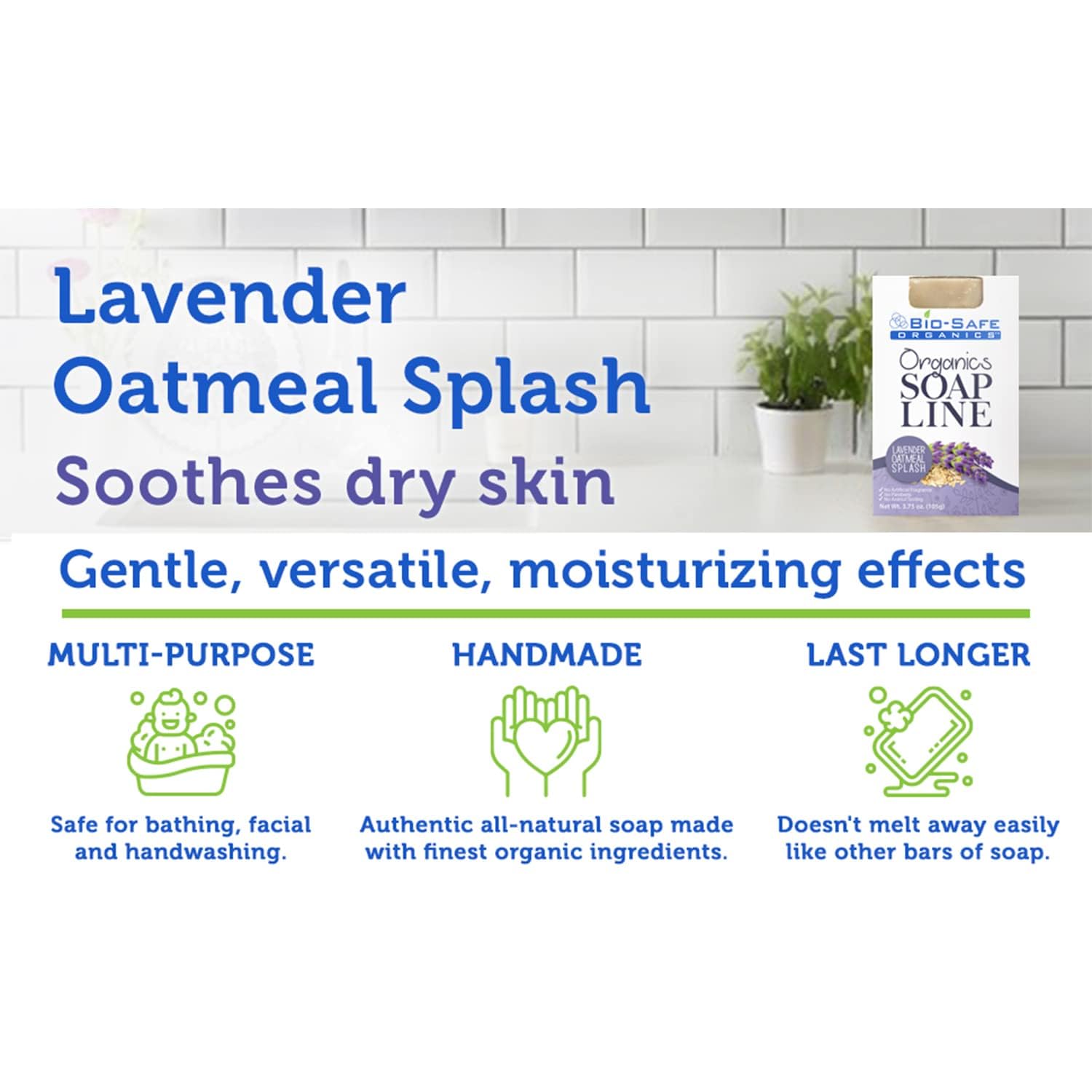 Jabón orgánico de avena de lavanda  Jabón de baño lujoso 100% orgánico hecho a mano  Jabón natural  Aromaterapia relajante para todas las pieles
