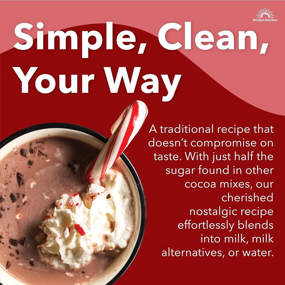 Mindful Nutrition Grandmas Organic Hot Chocolate Mix I Mezcla de cacao caliente sin lácteos, mezcla de chocolate caliente a base de plantas, leche